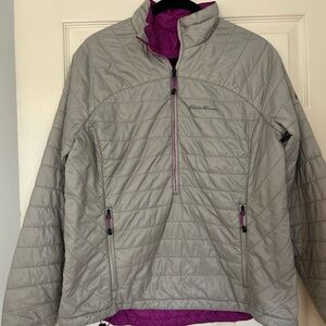 Eddie Bauer Women's Gray and Purple Puffer Jacket